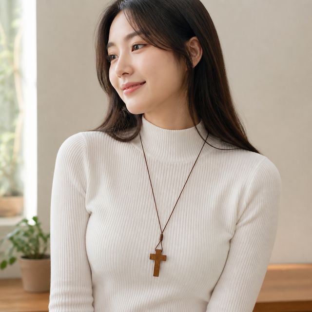 목걸이 펜던트 나무 십자가 기독교 선물 액세서리 - 이미지 1