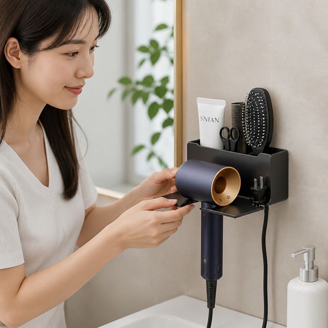 욕실 드라이기 거치대 3칸 벽걸이 보관대 헤어드라이어 홀더 거치 용품 - 이미지 1