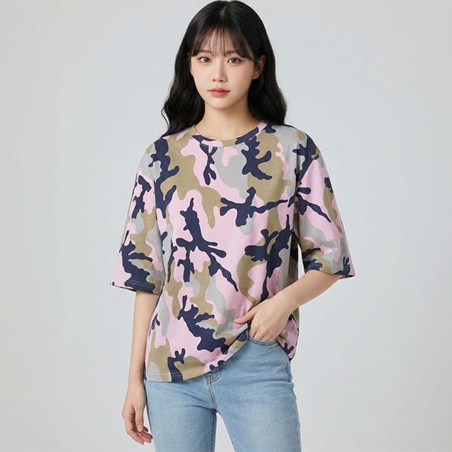 비바제이 여성 밀리터리 반팔 티셔츠 - 이미지 4