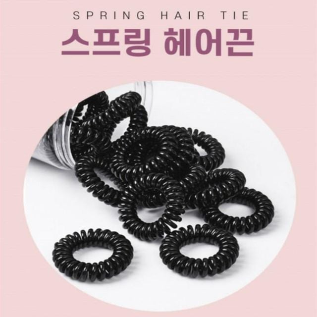 스프링 전화선 헤어끈 머리끈 25개입 세트 투명케이스