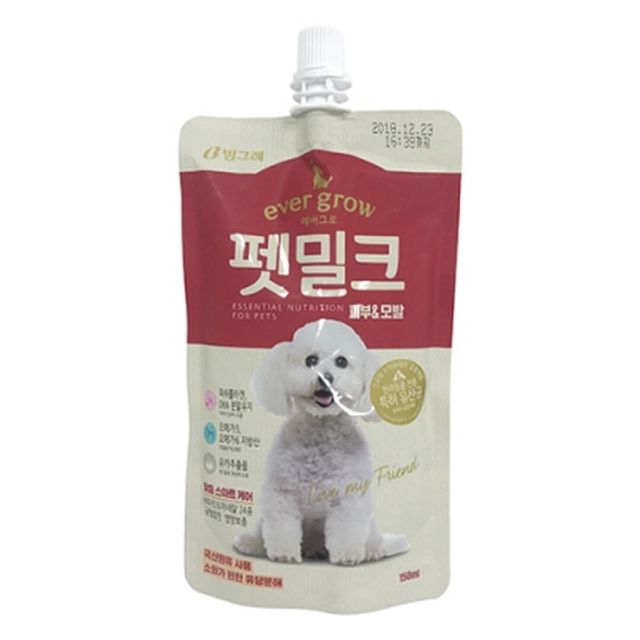 강아지 피부 피모 밀크 150ml 음료 1P - 반려견 영양 공급 피모 건강 전용 우유