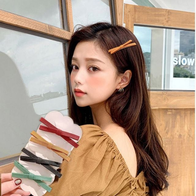 플러내리는 머리 크로스 리본 집게핀 헤어핀 머리핀
