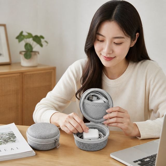 데이터 케이블 파우치 디지털 기기 수납함 전원 어댑터 보관 - 이미지 1