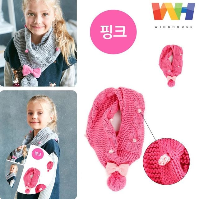 초등넥워머 머플러목도리 라라 삼각 넥워머 핑크