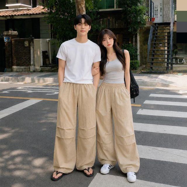 신상 세미 밴딩바지 일자 스판 긴바지 밴딩 코디 면