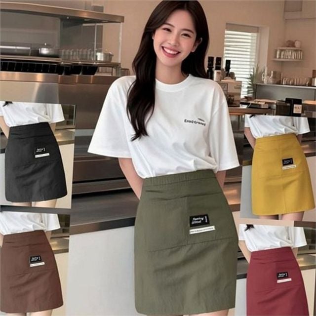 여성 바리스타 앞치마 여성 카페 앞치마 플로리스트 레스토랑 반앞치마 무지 허리