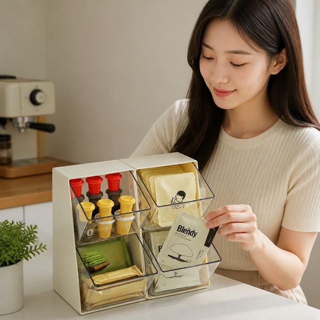커피 티백 보관함 수납 케이스 정리대 주방 테이블 데스크 인테리어 - 이미지 1