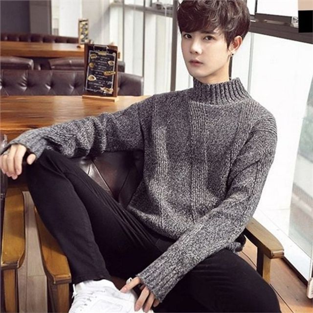 남성 반폴라 니트 남성 니트 루즈핏 오버핏 데일리 겨울 목폴라