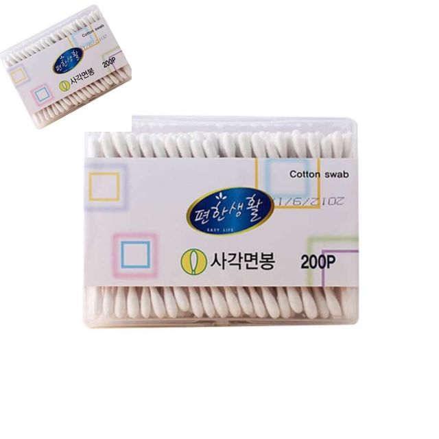 편한생활면봉사각200P 나무면봉 미용면봉 대용량면봉 귀이개면봉