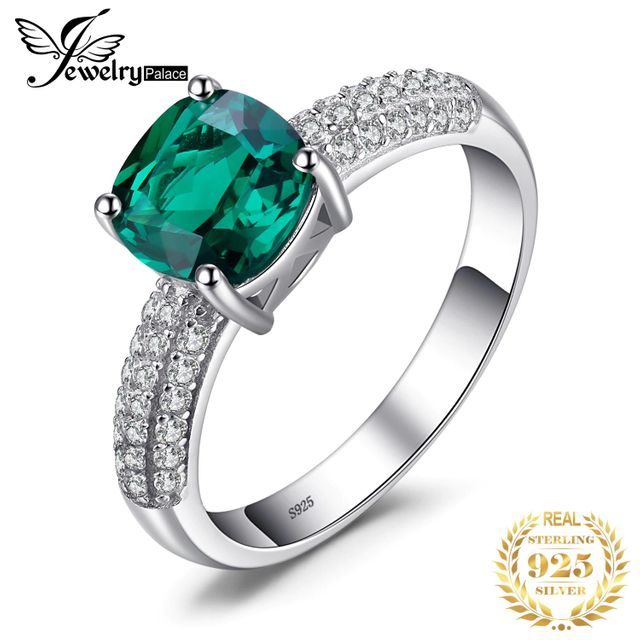 JewelryPalace 쿠션 그린 시뮬레이션 된 나노 에메랄