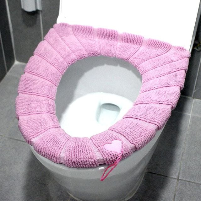 극세사 변기커버 시트 핑크