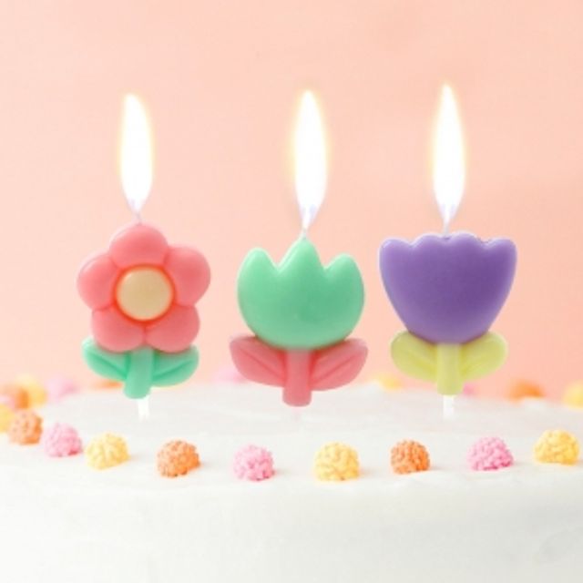 해피니스꽃모양생일초3개입기념일케이크초