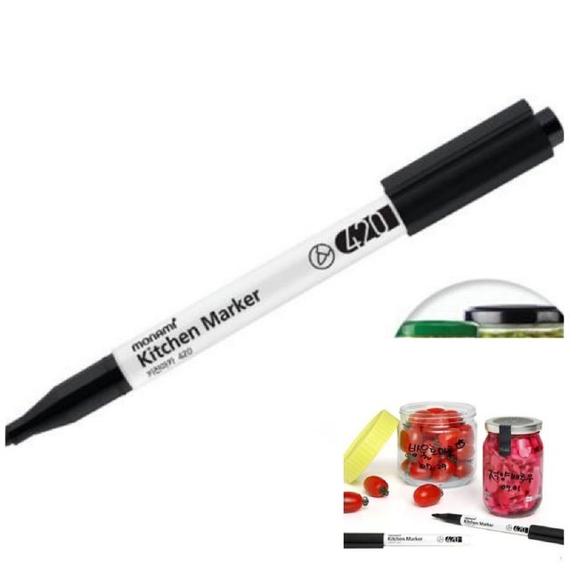 모나미 키친마카 420 1B 주방세제로 지우는 마카펜 지워지는펜 냉장고메모 반찬통펜 반찬통라벨