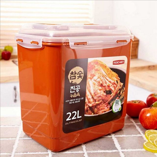 22리터 김치 보관 용기 누름독 진공 김치통 김치냉장고 대용량 참숯