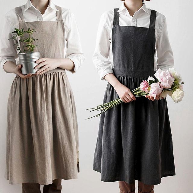 내츄럴 원피스 앞치마 - 카페 어린이집 다용도 작업복