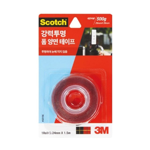 3M 스카치투명폼양면테이프 3215C 24mmx1.5m 강력투명 (24개입)