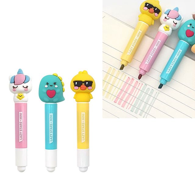3색 피규어 미니형광펜 X4 다꾸펜 단체선물 필기 색칠