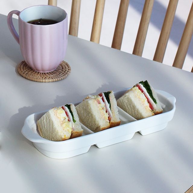 혜명몰 데일리 삼절 나눔접시 1P 1BOX (24EA) 반찬나눔접시 도자기접시 3칸나눔접시 분할접시 이쁜접시