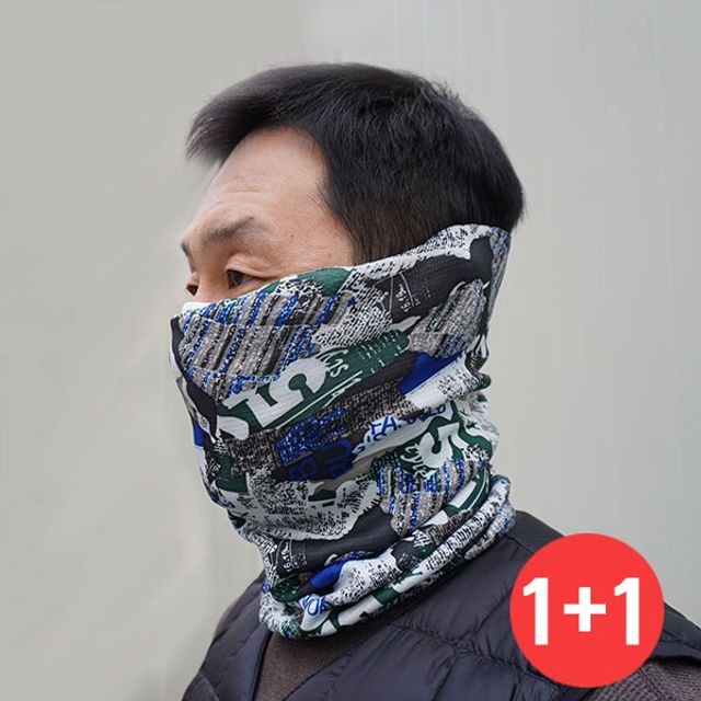 1+1 기모 넥워머 멀티 스카프 - 겨울 방한 목도리 세트