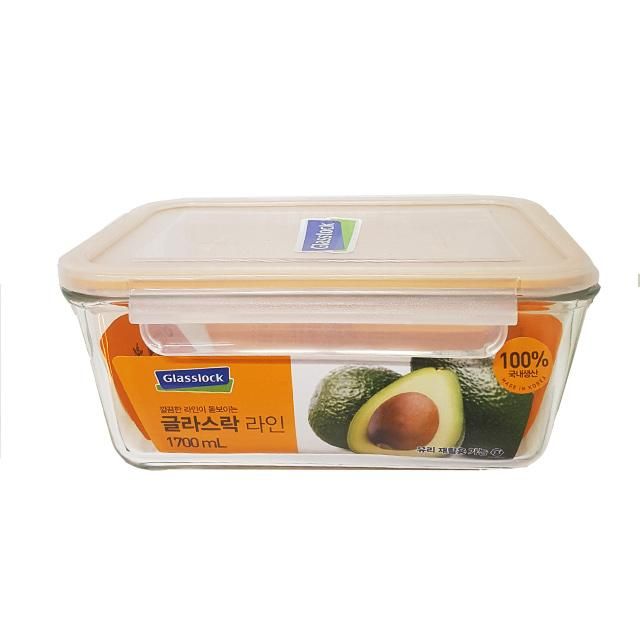 글라스락 사각1호 1700ml 반찬용 W - 대용량 유리 반찬통