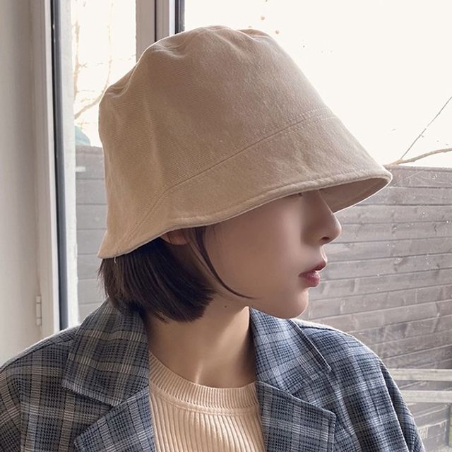사선 여성 버킷햇 벙거지 여름 모자 여성 캐주얼 모자