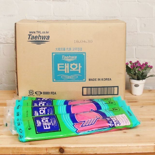 (BOX) 태화 고무장갑(L 꽃밴)_핑크_100켤레 주방장