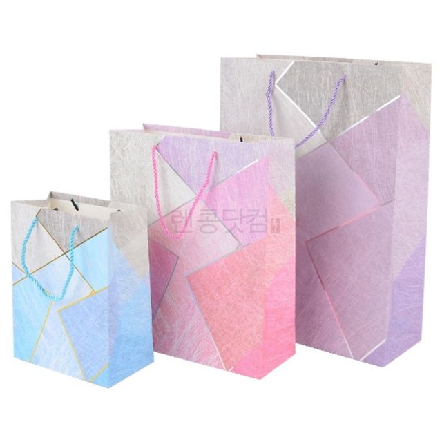 포장종이가방 포장쇼핑백 컬러 사각타일 패턴 쇼핑백