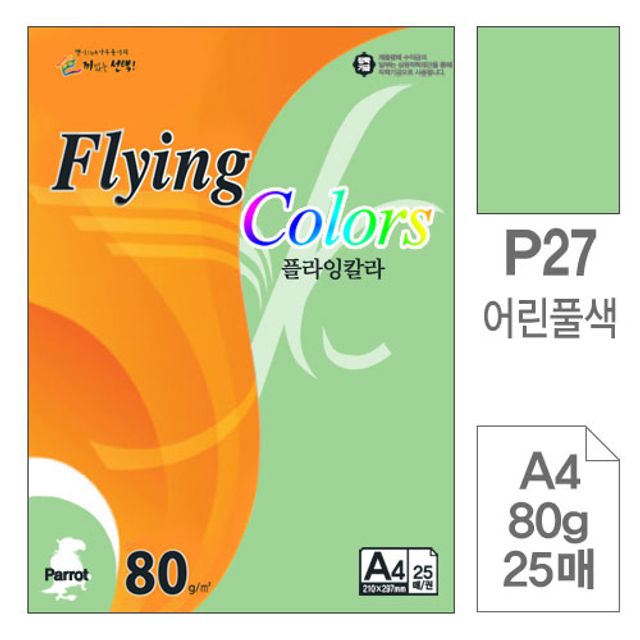 A4 컬러복사지 어린풀색 80g, 플라잉칼라 25매입 10개