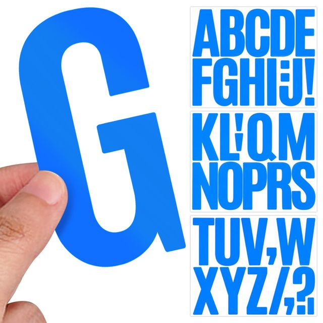 알파벳 컷팅 스티커 블루 A-Z 높이 7.6cm 이니셜 네임