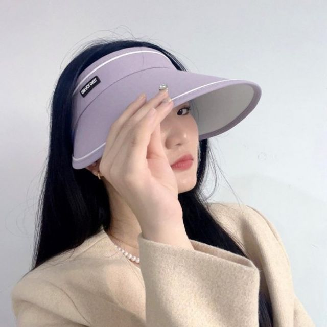 돌돌이 하이드 챙넓은모자 퍼플 자외선차단 썬캡 돌돌
