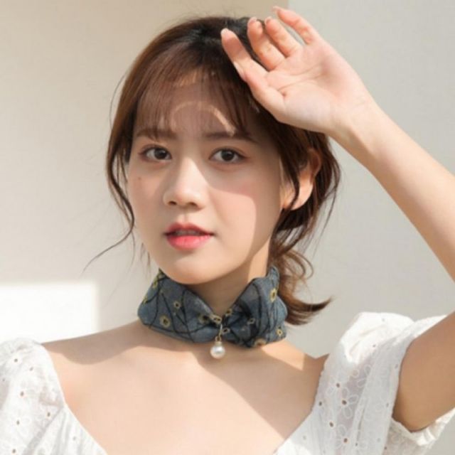 스카프 쁘띠 여자 여성 손수건 봄 2중 목 주름