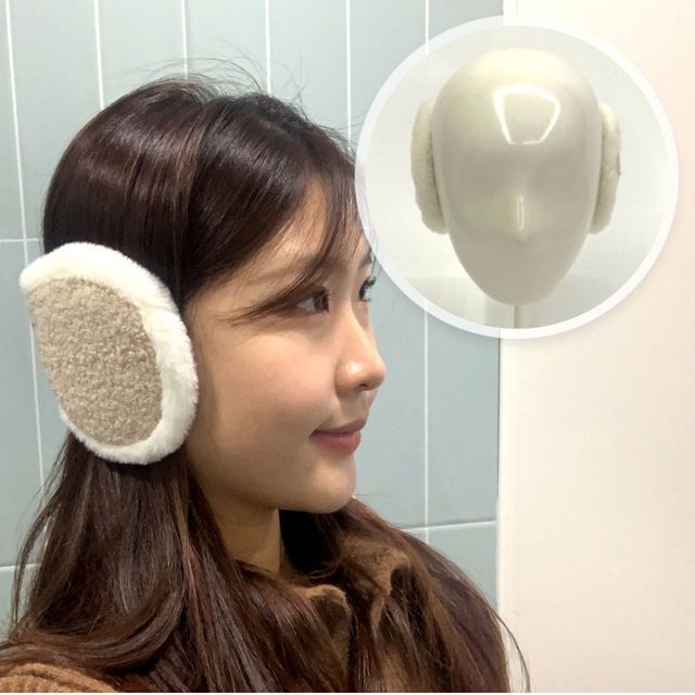 베이지 방한 귀마개 왕 귀도리 겨울 ZF 뽀글이