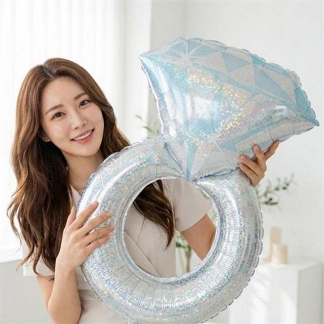 은박 반지 풍선 다이 아몬 드링 풍선 홀로그램 프로포즈반지 이벤트 결혼 촬영 사진 소품