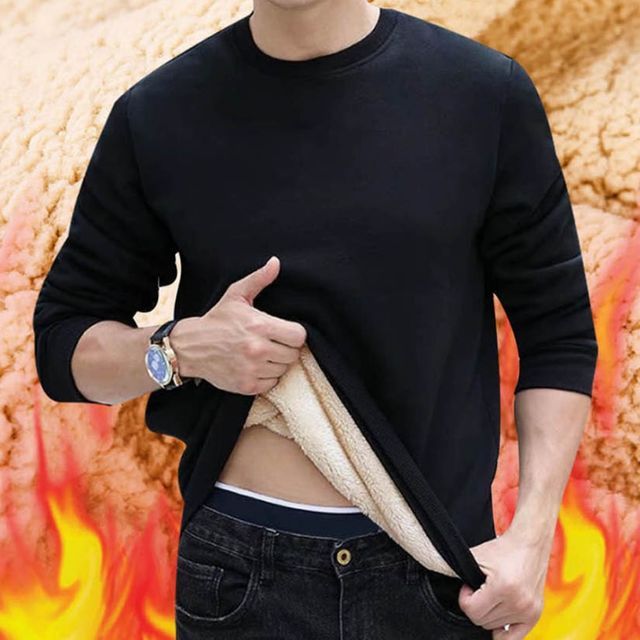 겨울 퍼 안감 맨투맨, 따뜻한 라운드 긴팔 티셔츠