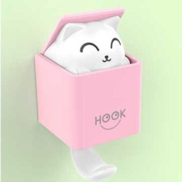다용도 플라스틱 고양이 벽걸이후크 핑크