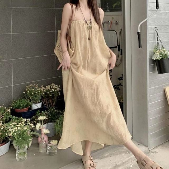 여성 에스닉 민소매 썸머 롱원피스 휴양지 롱드레스