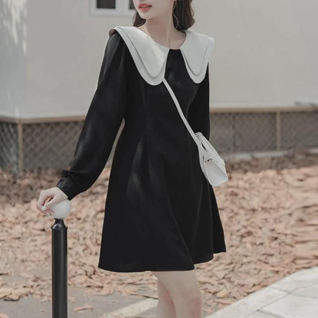 여성스러운 투카라 블랙 미니 귀여운 원피스 하객룩