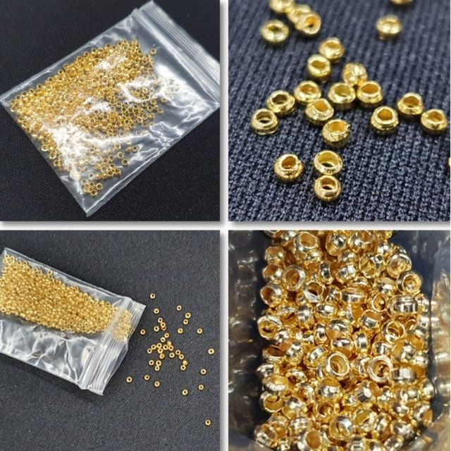 1봉(약500개) 2.5mm 골드 누름볼 단품 고정 비즈팁 비