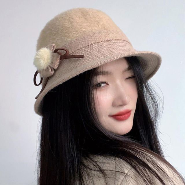 비타리토 겨울 플라워 버킷햇 벙거지모자 26x15cm