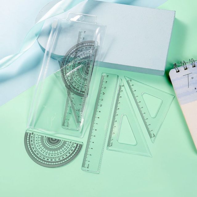 정확한각도기 투명디자인 삼각자 도구세트 각도기세트