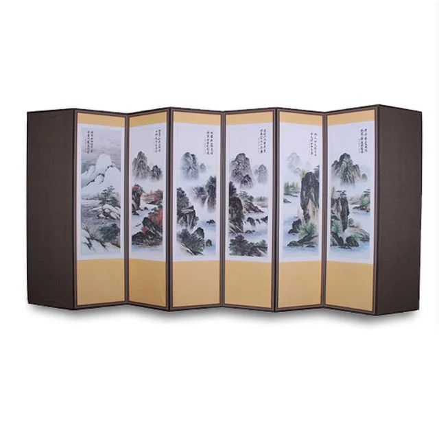 (두레공예사) 추사글씨 산수화 8폭 병풍 (커버포함)