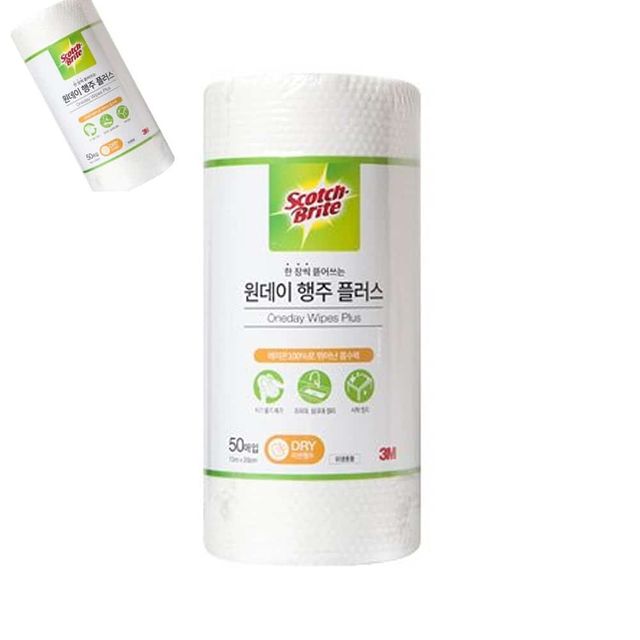 3M 원데이 행주 플러스 50매 1Roll 종이행주 종이냅킨 주방타올 대용량키친타올