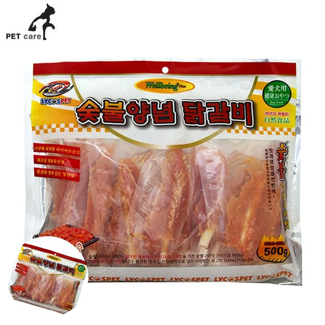 강아지건강간식 강아지치석껌 숯불양념 우유껌 닭갈비 500g
