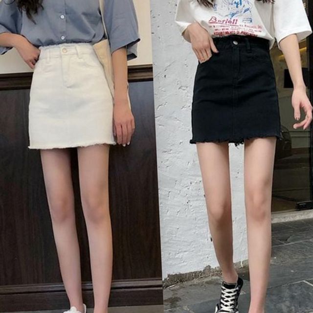 짧은 스커트 하이 데일리 데님 여성 웨스트 청바지