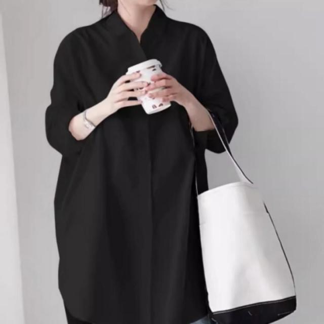 여성 오버핏 스트라이프 빅사이즈 롱 셔츠 블라우스