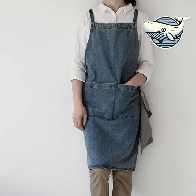 스타일리시 데님 앞치마 주방 카페 공방 미용용
