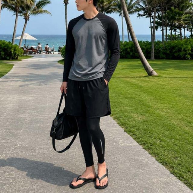 남성 래쉬가드 비치웨어 테잎 반바지 여름의류