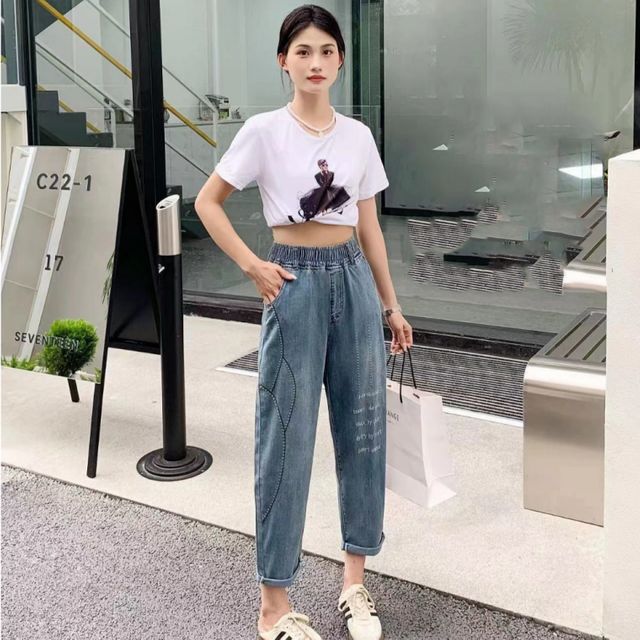밴딩바지 고급 여름청바지 데님바지 허리 고무줄바지 면바지