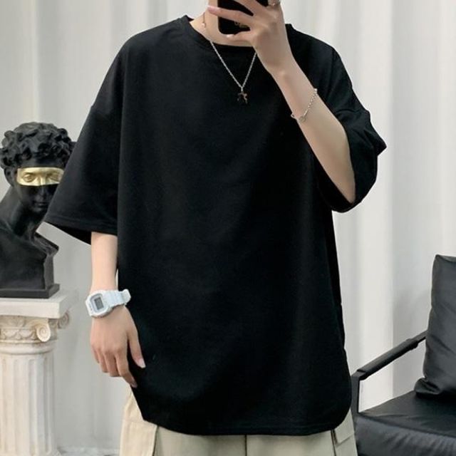 블랙 오버핏 반팔티 남자반팔티 남성티셔츠 무지 커플 여름 그래픽 쿨링