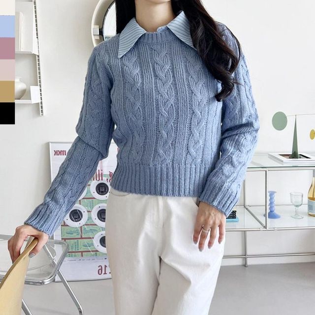 여성 코코 꽈배기 니트웨어 상의
